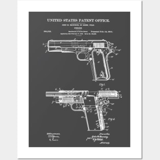 Firearm Colt 1911 Patent White Posters and Art